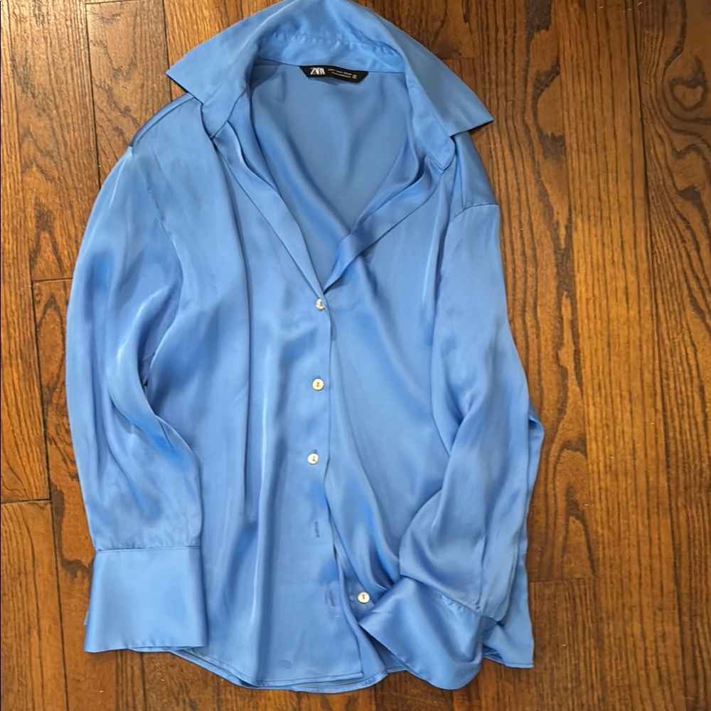 Zara blue silk  Shirt